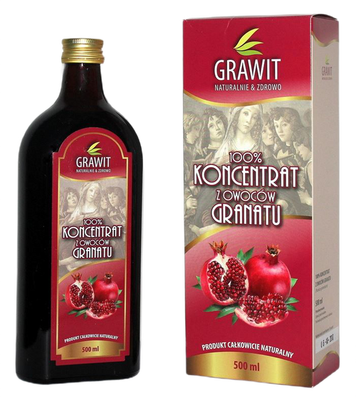 KONCENTRAT Z OWOCÓW GRANATU 100 %  (GRAWIT) BEZGLUTENOWY 500 ml - VITAFAN