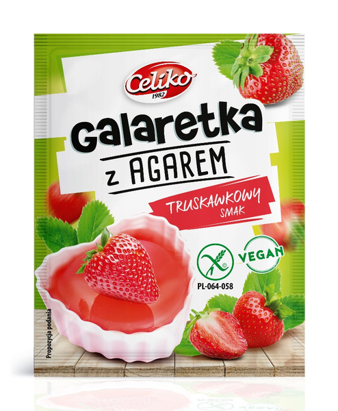 GALARETKA AGAR O SMAKU TRUSKAWKOWYM BEZGLUTENOWA 45 g - CELIKO