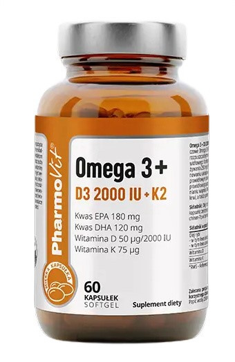 Omega 3 i witamina D3 i K2 bezglutenowe 60 szt. - Pharmovit