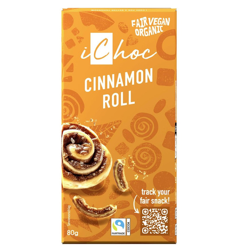 Czekolada kakaowa z cynamonem i kawałkami wafli fair trade 80 g - ichoc (EKO)