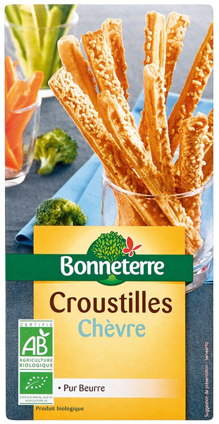 Paluszki z ciasta francuskiego z masłem i serem kozim 100 g - Bonneterre (EKO)