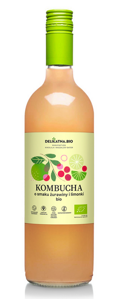 Kombucha O Smaku Żurawiny I Limonki Bio 750 Ml - Delikatna (Zakwasownia)