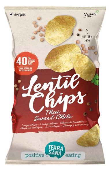 Chipsy Z Soczewicy O Smaku Tajskiego Słodkiego Chili Bezglutenowe Bio 75 G  -  TERRASANA