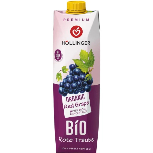 Sok z czerwonych winogron 100% 1 l - Hollinger (EKO)