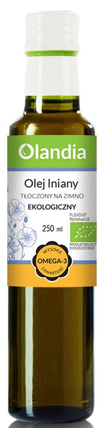 Olej Lniany Zimnotłoczony Ekologiczny 250ml - Olandia