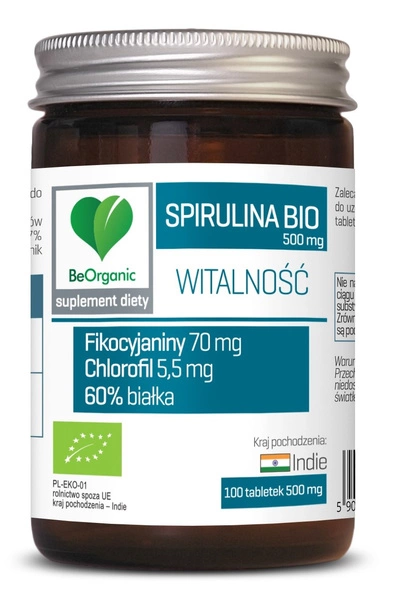 Spirulina Bio 100 Tabletek (500 Mg)  -  BE ORGANIC