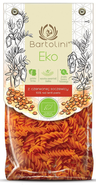 Makaron z czerwonej soczewicy świderek 250 g - Bartolini (EKO)
