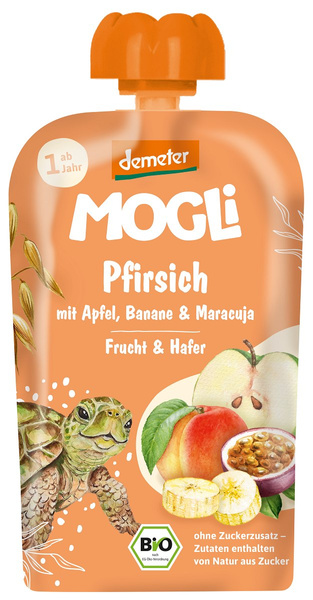 Mus jabłko brzoskwinia banan marakuja owies bez dodatku cukru od 12 msc. Demeter 100 g - Mogli (EKO)