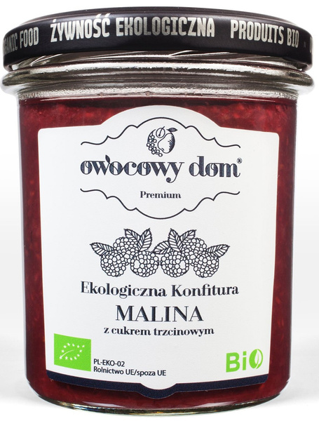 KONFITURA MALINOWA BIO 300 g - OWOCOWY DOM