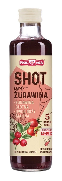 Shot Uro-Żurawina Bez Dodatku Cukru 250 Ml - Polska Róża