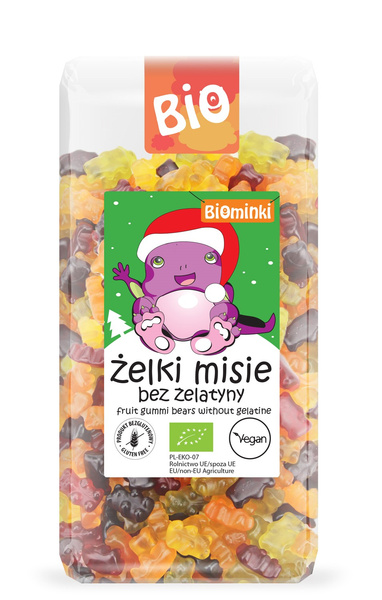 ŻELKI (MISIE) BEZ ŻELATYNY BEZGLUTENOWE BIO 500 g - BIOMINKI (EDYCJA ŚWIĄTECZNA)