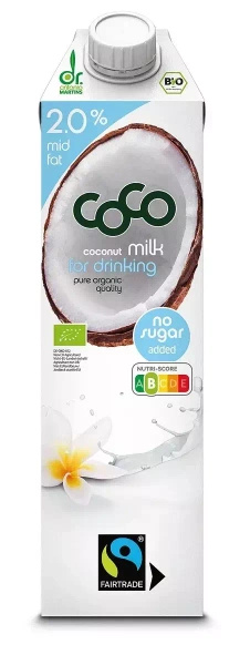 Napój kokosowy coconut milk do picia (2 % tłuszczu) bez dodatku cukrów fair trade 1 l - COCO (BIO)