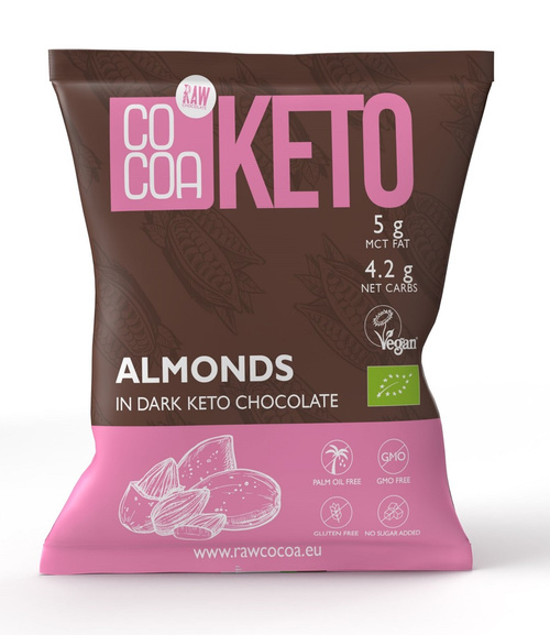 Migdały w czekoladzie keto z olejem mct bezglutenowe 70 g - Cocoa (BIO)