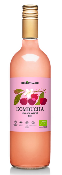 Kombucha wiśniowa 750 ml - Delikatna (EKO)