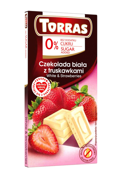 Czekolada biała z truskawkami bezglutenowa 75 g - Torras