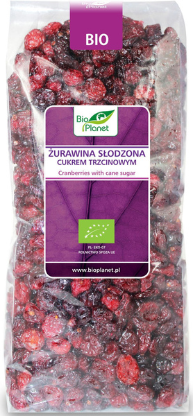 Żurawina Suszona Słodzona Cukrem Trzcinowym 1kg - Bio Planet - EKO