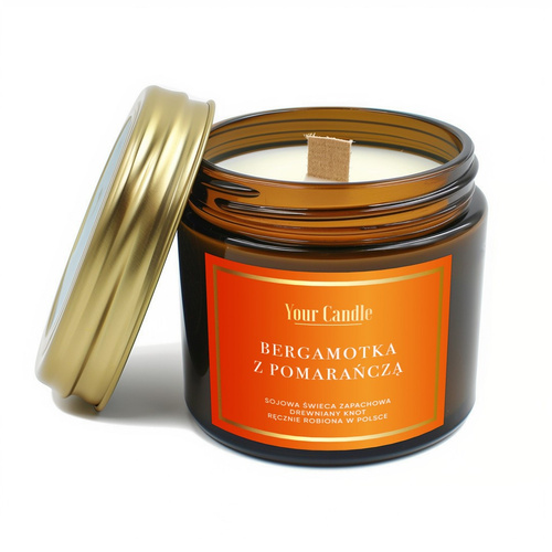 Świeca sojowa z drewnianym knotem bergamotka z pomarańczą 120 ml - Your Candle