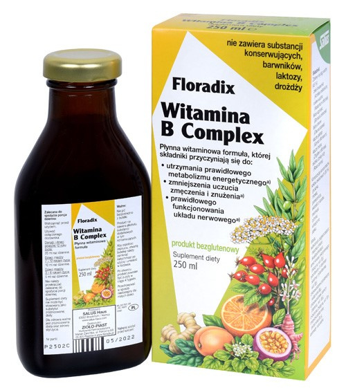 Suplement diety witamina B complex w płynie bezglutenowa 250 ml - Salus (Floradix)