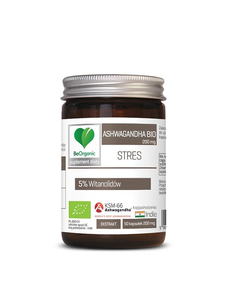 ASHWAGANDHA EKSTRAKT BIO 50 KAPSUŁEK (200 mg) - BE ORGANIC