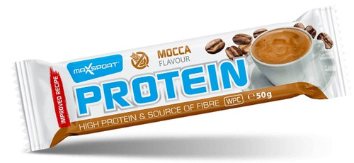 Baton proteinowy kawowy w mlecznej czekoladzie bezglutenowy 50 g - Maxsport