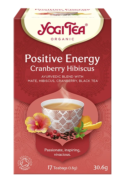 Herbatka Pozytywna Energia Żurawina   Hibiskus (Positive Energy Cranberry Hibiscus) Bio (17 X 1,8 G) 30,6 G  -  YOGI TEA