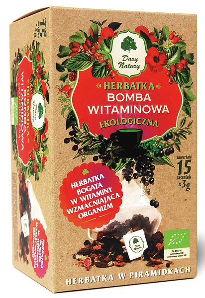 Herbata Bomba Witaminowa Piramidki 15x3g - Dary Natury