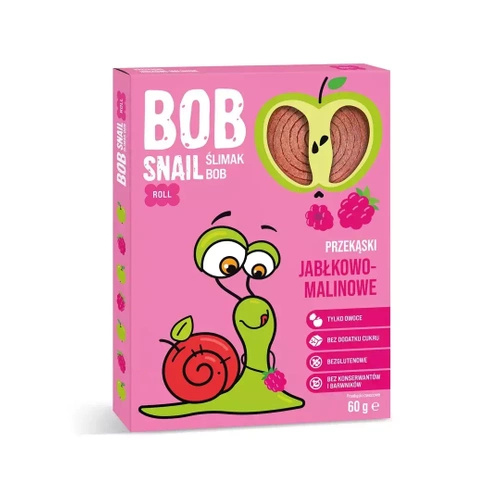 Przekąska bob snail roll jabłko malina bez dodatku cukru bezglutenowa 60 g - Bob Snail