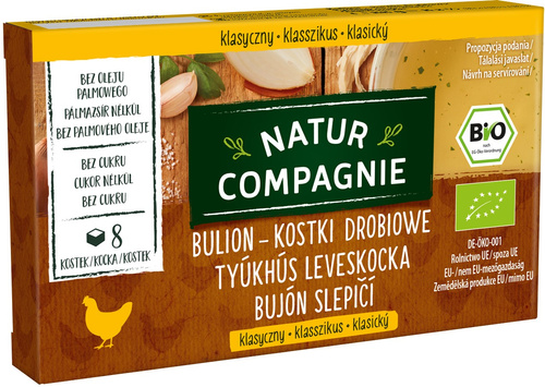 Bulion drobiowy kostki rosołowe bez dodatku cukru 8 szt. 88 g - Natur Compagnie (EKO)