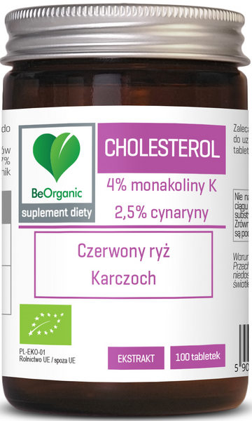 Tabletki na prawidłowy poziom cholesterolu czerwony ryż karczoch 100 szt. - Be Organic (EKO)