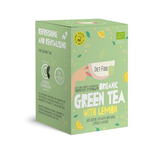 Herbata zielona o smaku cytrynowym "green tea with lemon" (20 saszetek) 40 g - DIET-FOOD (BIO)