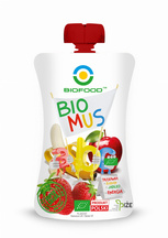 Mus do wyciskania truskawka banan jabłko bezglutenowy 90 g - Bio Food (BIO)