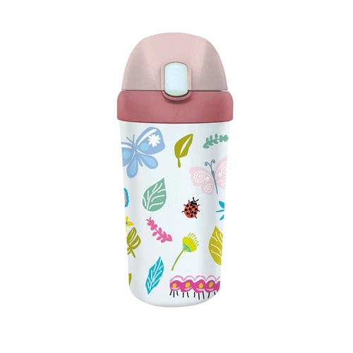 Bidon Ze Słomką Dla Dzieci Z Tworzywa Pla Butterflies And Friends 400 Ml   -  CHIC-MIC