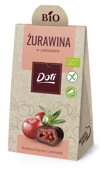 ŻURAWINA W CZEKOLADZIE GORZKIEJ BEZGLUTENOWA BIO 50 g - DOTI