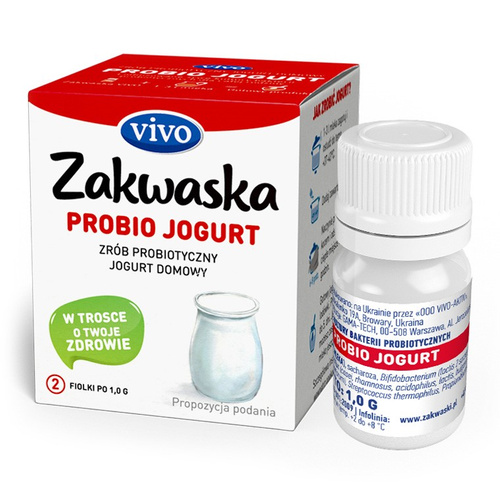 ŻYWE KULTURY BAKTERII DO JOGURTU PROBIO "ZAKWASKA" BEZGLUTENOWE 2 g (2 FIOLKI) - VIVO