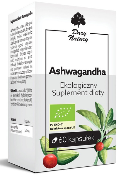 Ashwagandha (520 mg) 60 kapsułek - Dary Natury (BIO)