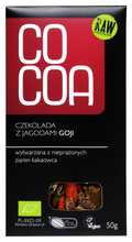 Czekolada surowa z jagodami goji 50 g - Cocoa (BIO)