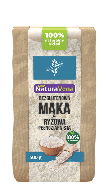 Mąka ryżowa pełnoziarnista bezglutenowa 500 g - Naturavena