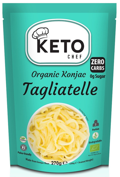 MAKARON KETO (KONJAC TYPU NOODLE TAGLIATELLE) BEZGLUTENOWY BIO 270 g - KETO CHEF (BETTER THAN FOODS)