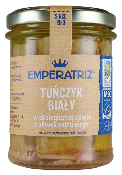 Tuńczyk Biały Msc W Bio Oliwie Z Oliwek Extra Virgin 200 G (130 G) (Słoik)  -  EMPERATRIZ