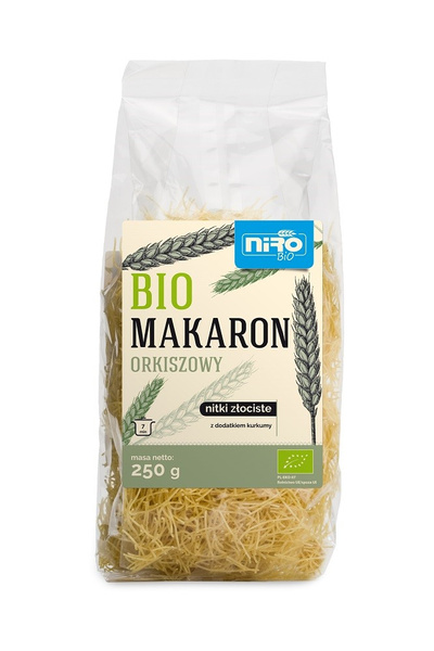 Makaron orkiszowy z kurkumą nitki złociste 250 g - Niro (EKO)