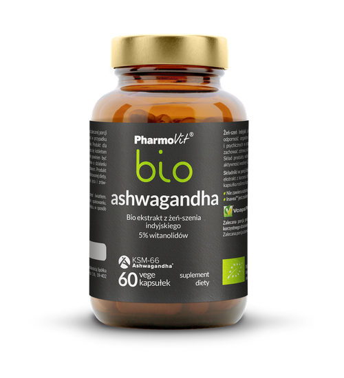 Ashwagandha ekstrakt (250 mg) bezglutenowy 60 kapsułek - Pharmovit (BIO)