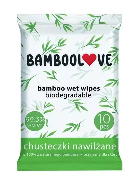Chusteczki Bambusowe Nawilżane 10 Szt.  -  BAMBOOLOVE