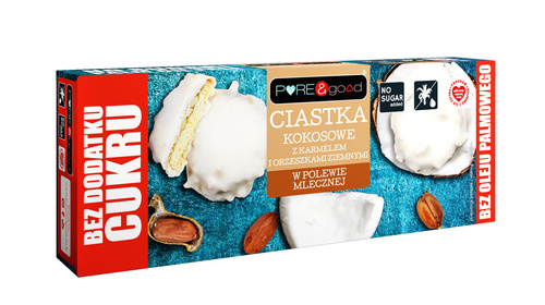 Ciastka kokosowe z karmelem i orzeszkami ziemnymi w polewie mlecznej 128 g - Pure&Good