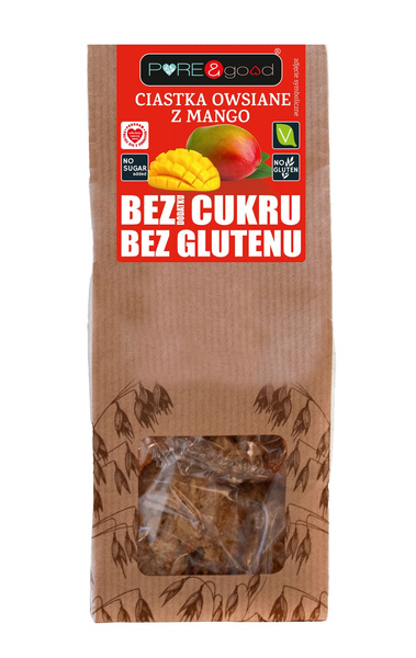 Ciastka owsiane z mango bezglutenowe 150 g - PURE&Good