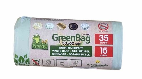 Worki Na Odpady Bio I Zmieszane (Kompostowalne I Biodegradowalne) 35 L 15 Szt  -  FROGGY (GREENBAG)