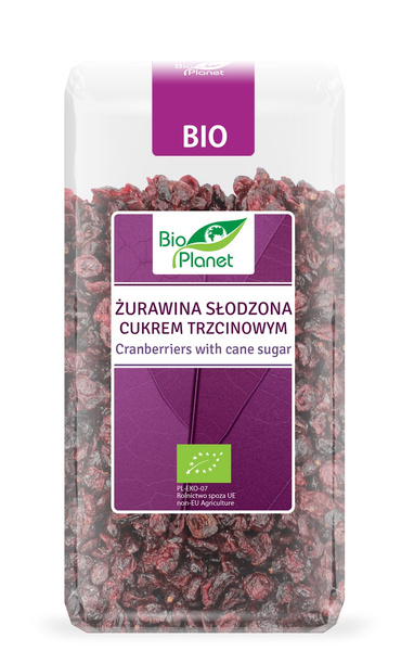 Żurawina Suszona Słodzona Cukrem Trzcinowym 400g - Bio Planet - EKO