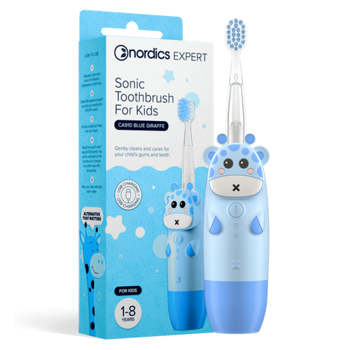 Szczoteczka soniczna (CA910) dla dzieci niebieska żyrafa - Nordics Expert