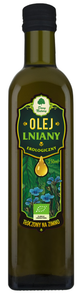 Olej lniany tłoczony na zimno 250 ml - Dary Natury (EKO)