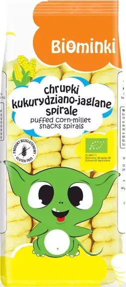 Chrupki Kukurydziano-Jaglane Spirale Bez Glutenu 60g - Biominki