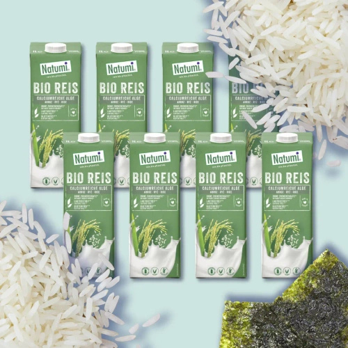 Napój ryżowy z algami i wapniem bez dodatku cukru bezglutenowy 8 x 1 l - Natumi (EKO)
